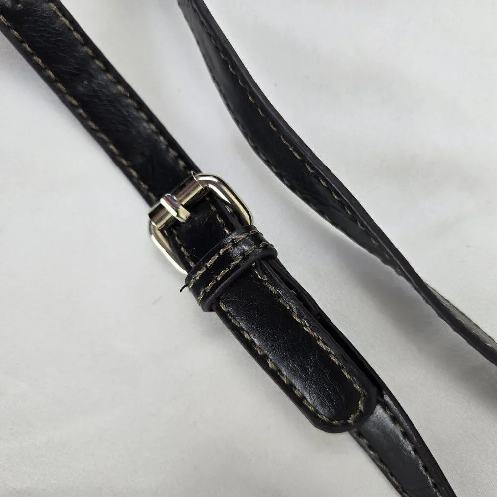 Nine West Black Foldover Crossbody Bag Adustable Long Strap Faux Leather